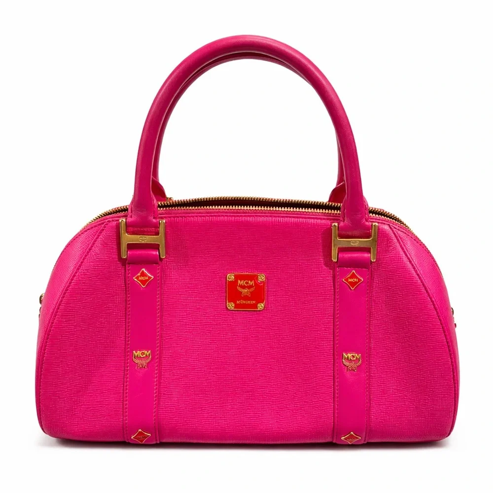 MCM Hot Pink Leather Dome Satchel with Matching Wallet - Picture 2 of 16